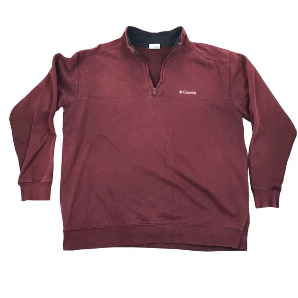 Columbia Men's Half Zip Fleece Pullover XL Hart Mountain II Red Long Sleeve - Picture 1 of 11